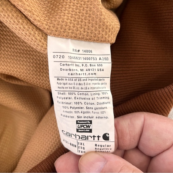 Carhartt Men’s Vintage J131 Full Zip Duck Canvas Thermal Lined Jacket Size 2XL - Picture 3 of 11